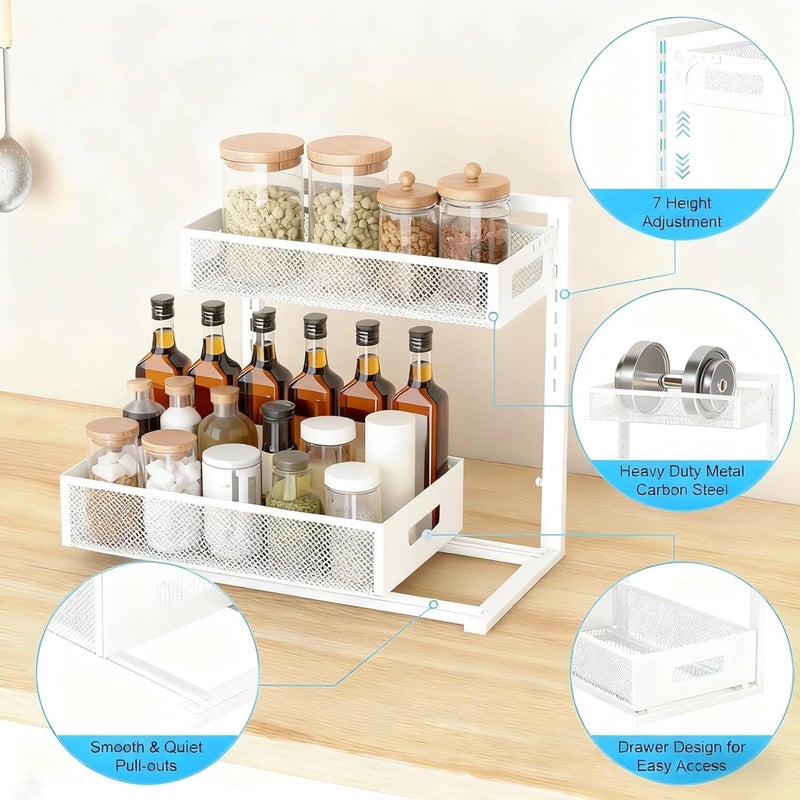UINOFLE Under Sink Organizer, Adjustable Height 2 Tier Under Sink Organizers and Storage Multi-Purpose Under Sink Storage for Bathroom Kitchen - Image 2